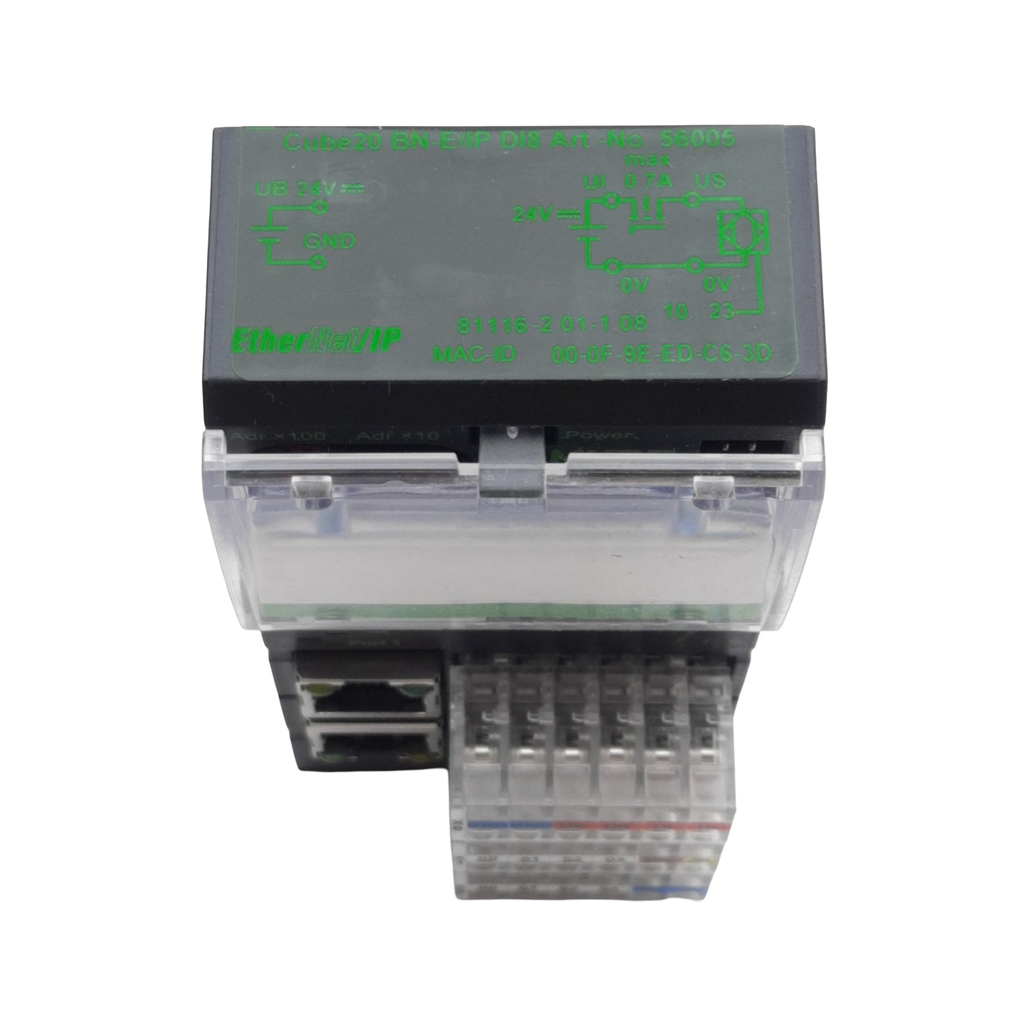 Used Murrelektronik 56005 Cube20 BN-E/IP DI8 Bus Node Ethernet-IP, 8-Input, 24VDC