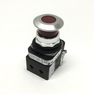 New – Open box Allen Bradley 800TC-FXQH2RA1 LED Illuminated Emergency E-Stop, Push/Pull 12-130V