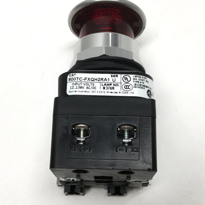 New – Open box Allen Bradley 800TC-FXQH2RA1 LED Illuminated Emergency E-Stop, Push/Pull 12-130V