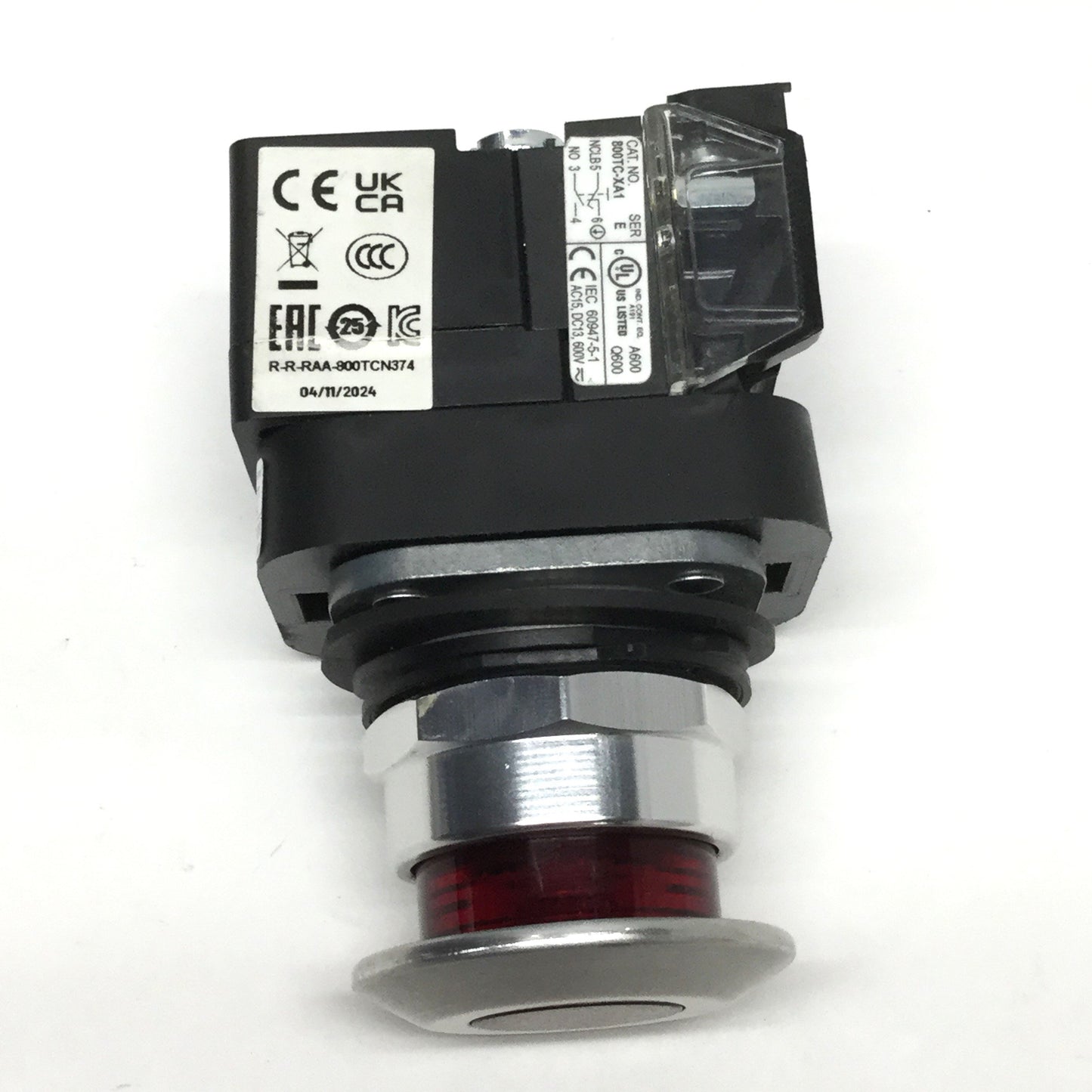 New – Open box Allen Bradley 800TC-FXQH2RA1 LED Illuminated Emergency E-Stop, Push/Pull 12-130V