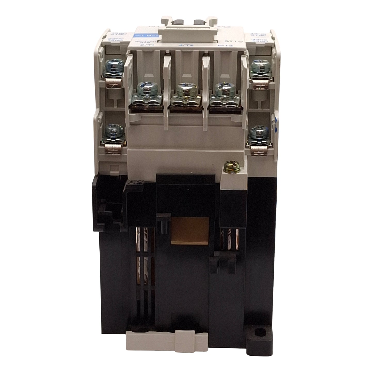 Used Mitsubishi SD-N21 Contactor, 3-Pole, 2NO+2NC, 32A, 10HP @ 3Ø 600VAC, 24VDC Coil