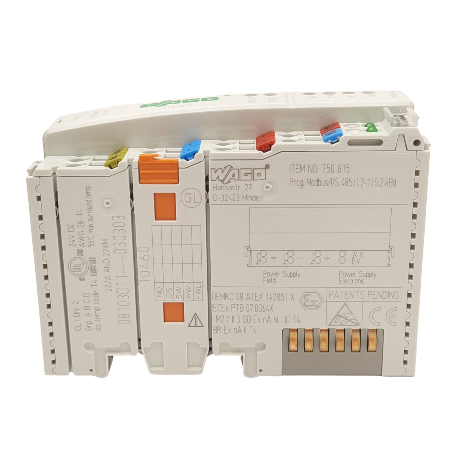 New Wago 750-815 Programmable Controller Modbus, 16-bit, RS485, 115.2kBd, 24VDC