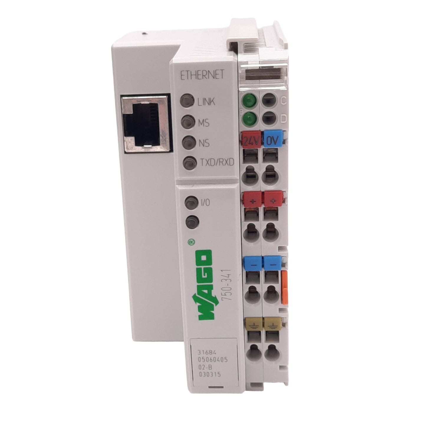 Used Wago 750-341 ETHERNET TCP/IP Fieldbus Coupler, 10/100MBit, RJ45, 24VDC