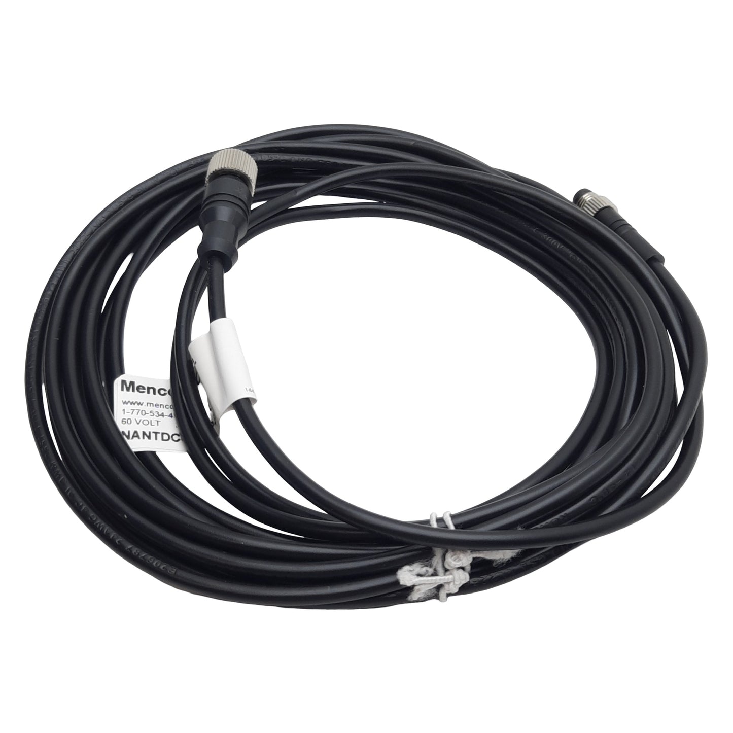 New Mencom NANTDC-4MFP-5M Cordset, 4-Pin M12 Female to 4-Pin M8 Male 60VAC/DC 4A, 5m