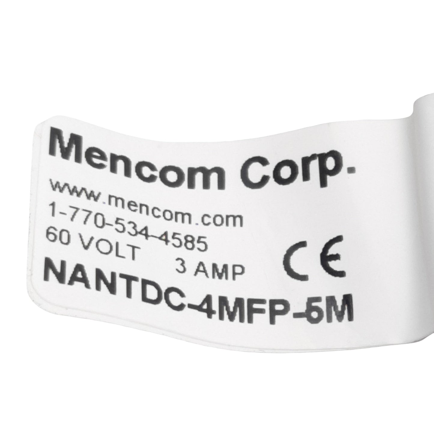 New Mencom NANTDC-4MFP-5M Cordset, 4-Pin M12 Female to 4-Pin M8 Male 60VAC/DC 4A, 5m