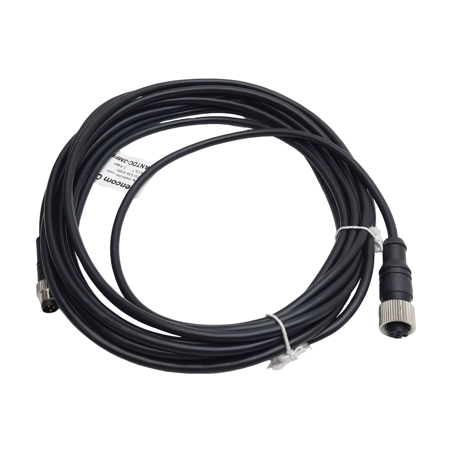 New Lot of 2 Mencom NANTDC-3MFP-5M Cordset, 3-Pin M12 Female to 3-Pin M8 Male, 5m