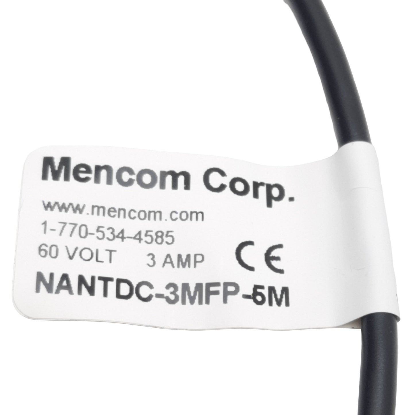 New Lot of 2 Mencom NANTDC-3MFP-5M Cordset, 3-Pin M12 Female to 3-Pin M8 Male, 5m