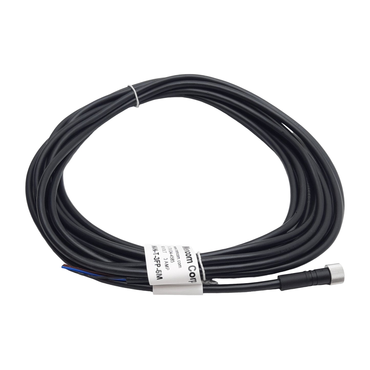 New Lot of 2 Mencom NAN-T-3FP-5M Cordset, 3-Pin M8 Female to Leads, 60VAC/VDC 3A, 5m