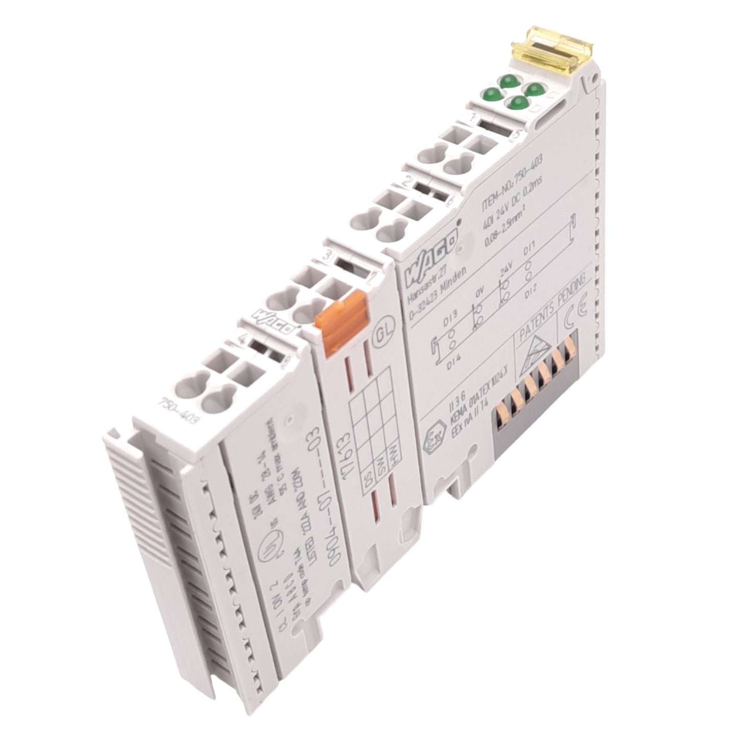 Used Wago 750-403 4-Channel Digital Input Module, 4DI, 24VDC, DIN Rail Mount