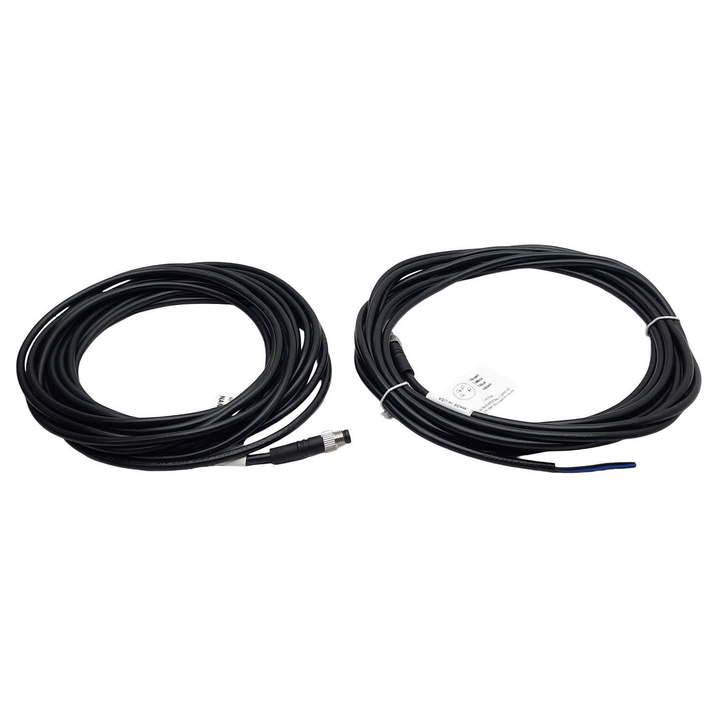 Used Lot of 2 Mencom NAN-T-4MP-5M Cordset, 4-Pin M8 Male to Leads, 60VAC/VDC 3A, 5m