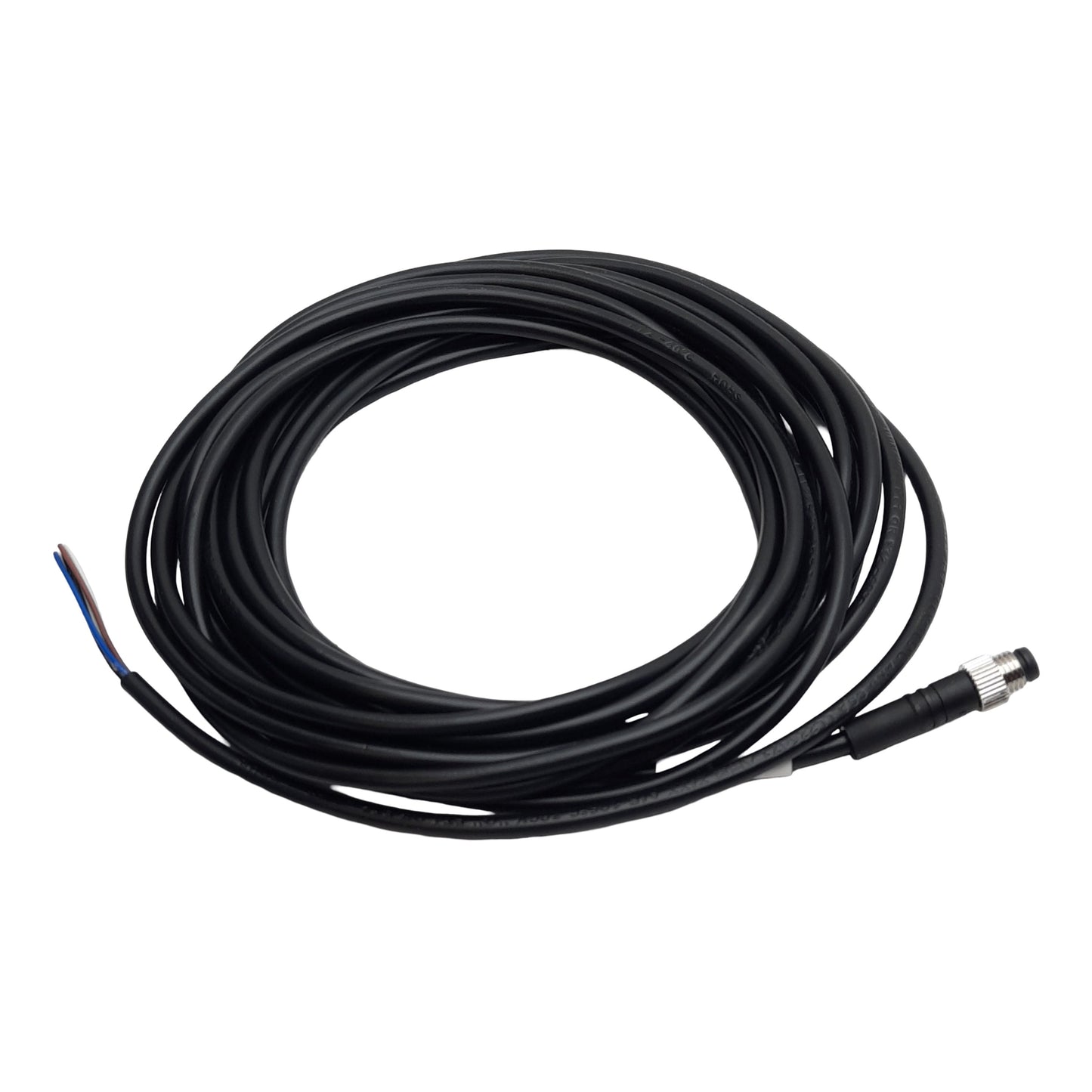 Used Lot of 2 Mencom NAN-T-4MP-5M Cordset, 4-Pin M8 Male to Leads, 60VAC/VDC 3A, 5m