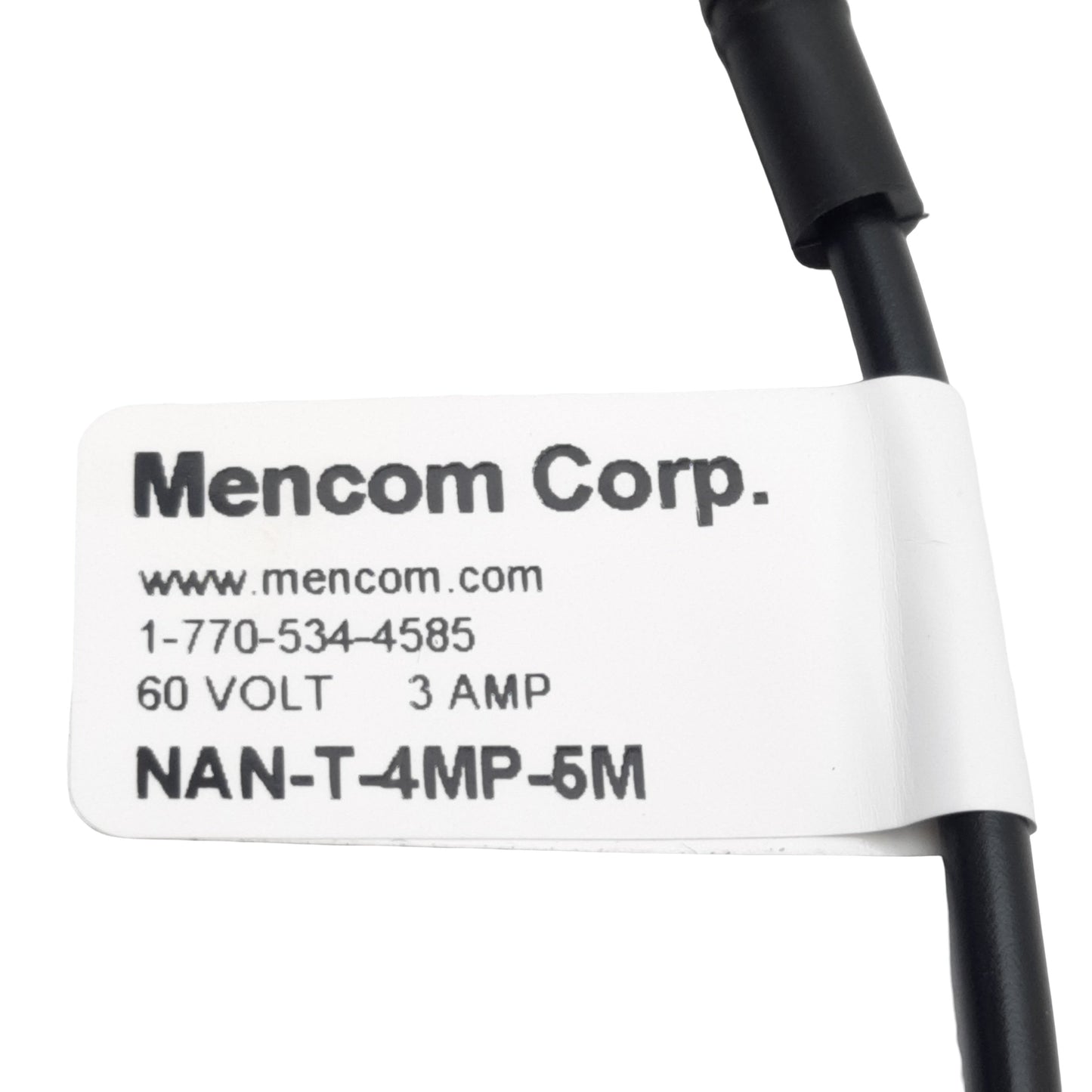 Used Lot of 2 Mencom NAN-T-4MP-5M Cordset, 4-Pin M8 Male to Leads, 60VAC/VDC 3A, 5m