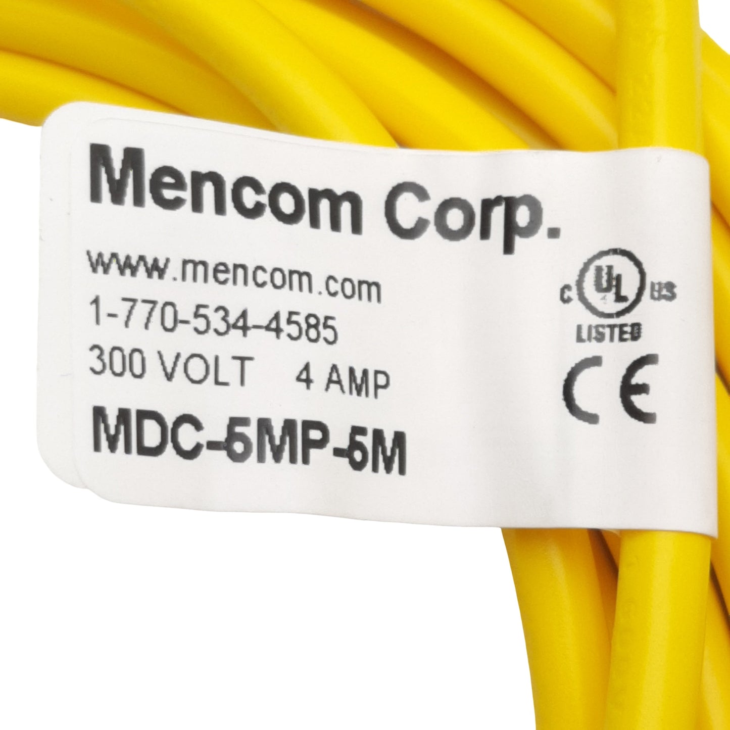 New Mencom MDC-5MP-5M Cordset, 5-Pin M12 Male to Flying Leads, 300VAC 4A, 5m