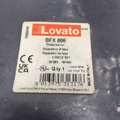 New Lovato BFX806 Phase Barrier Kit, 4-Piece Set for BF265 to BF400 Contactors