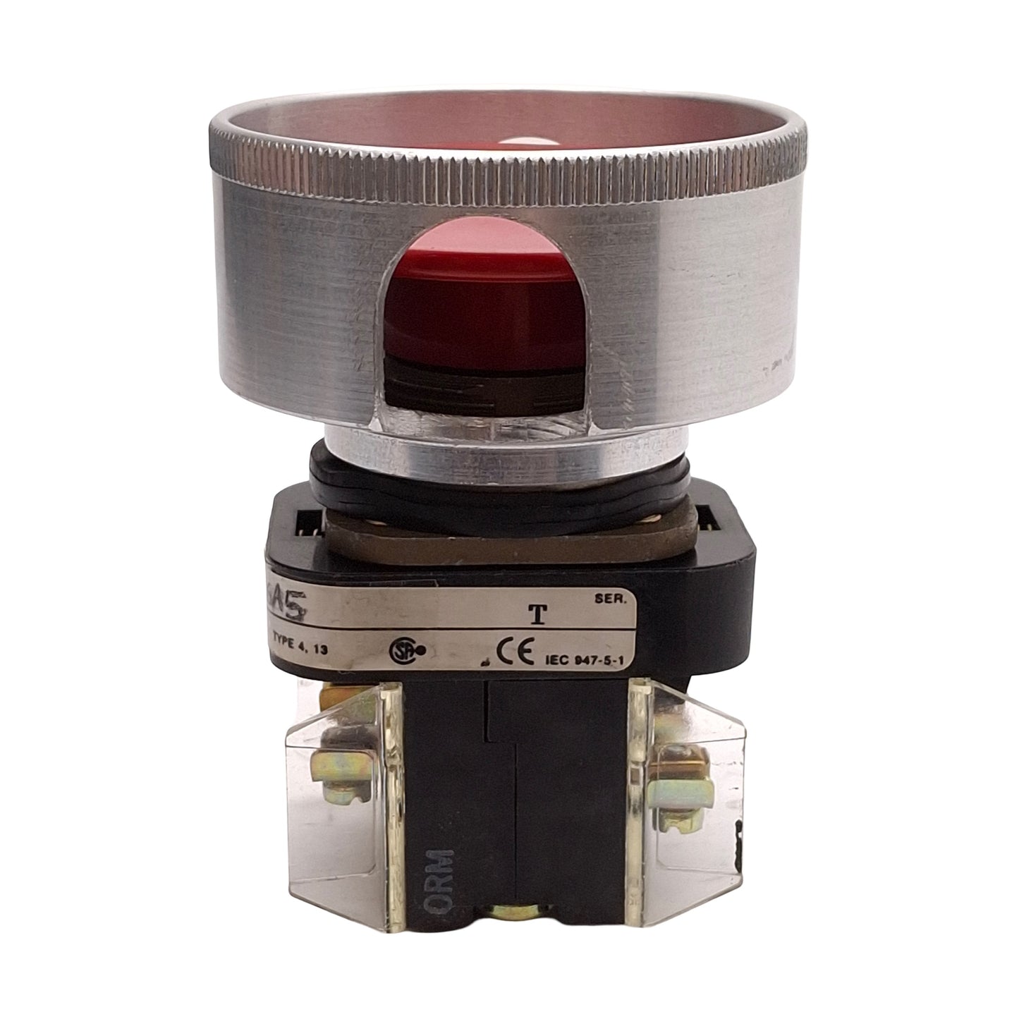 Used Allen Bradley 800T-FXJ6A5 Red Mushroom Head Push-Pull Button w/ Guard, 2NCLB