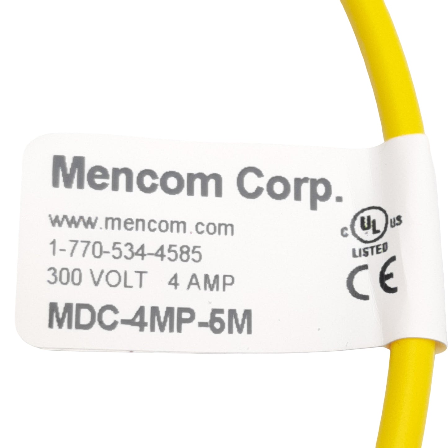 New Mencom MDC-4MP-5M Cordset, 4-Pin M12 Male to Flying Leads, 300VAC/VDC 4A, 5m