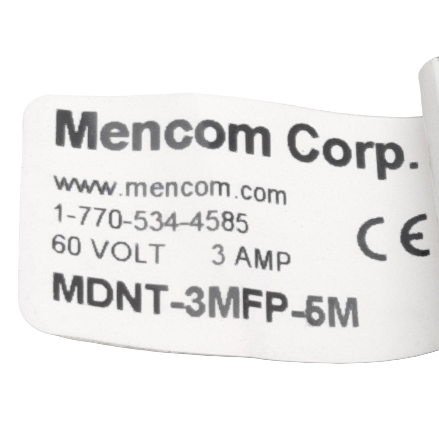 Used Mencom MDNT-3MFP-5M Cordset, 3-Pin M12 Male to 3-Pin M8 Female, 60VAC/VDC 3A, 5m