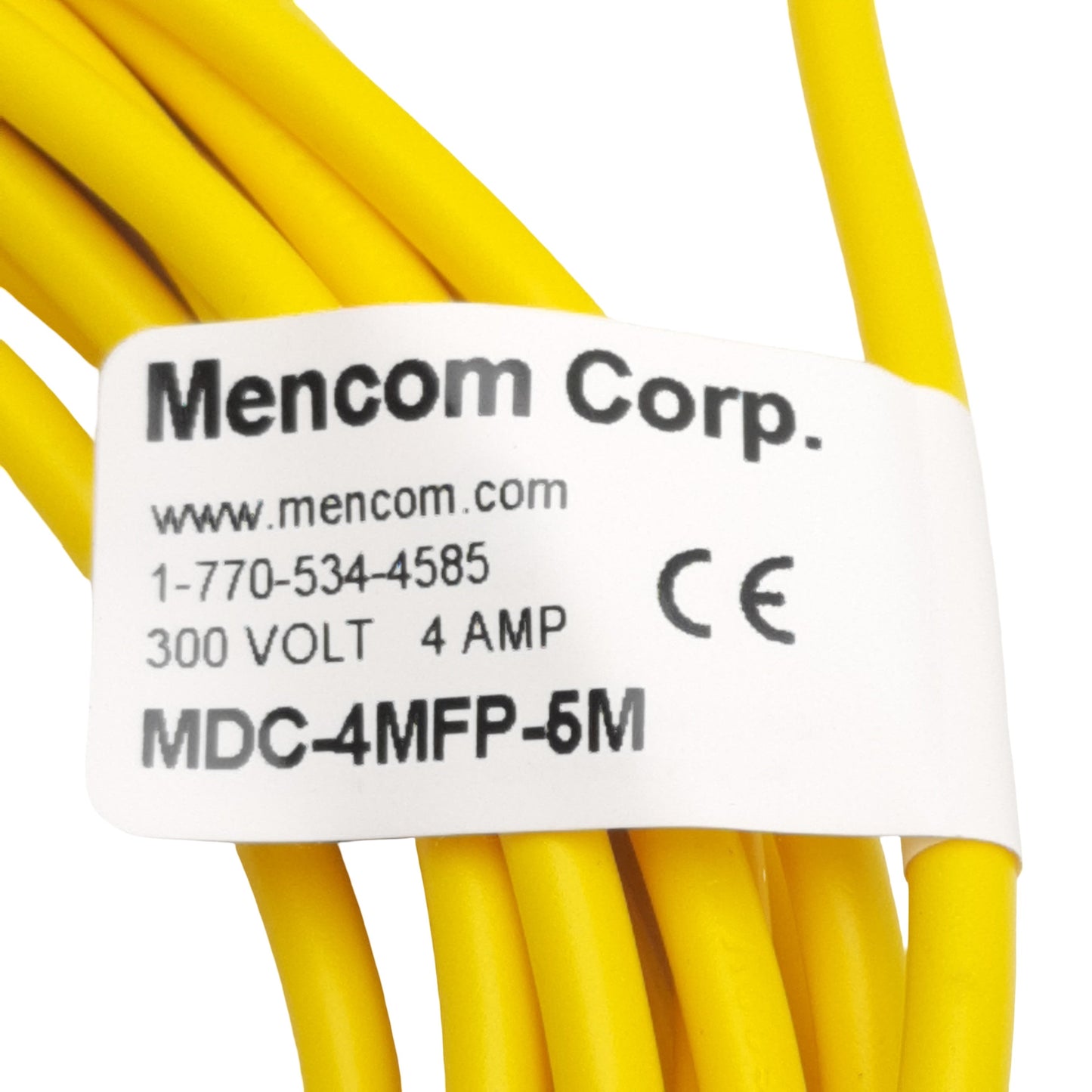New Mencom MDC-4MFP-5M Cordset, 4-Pin M12 Male to Female, 300VAC/VDC 4A, 5m