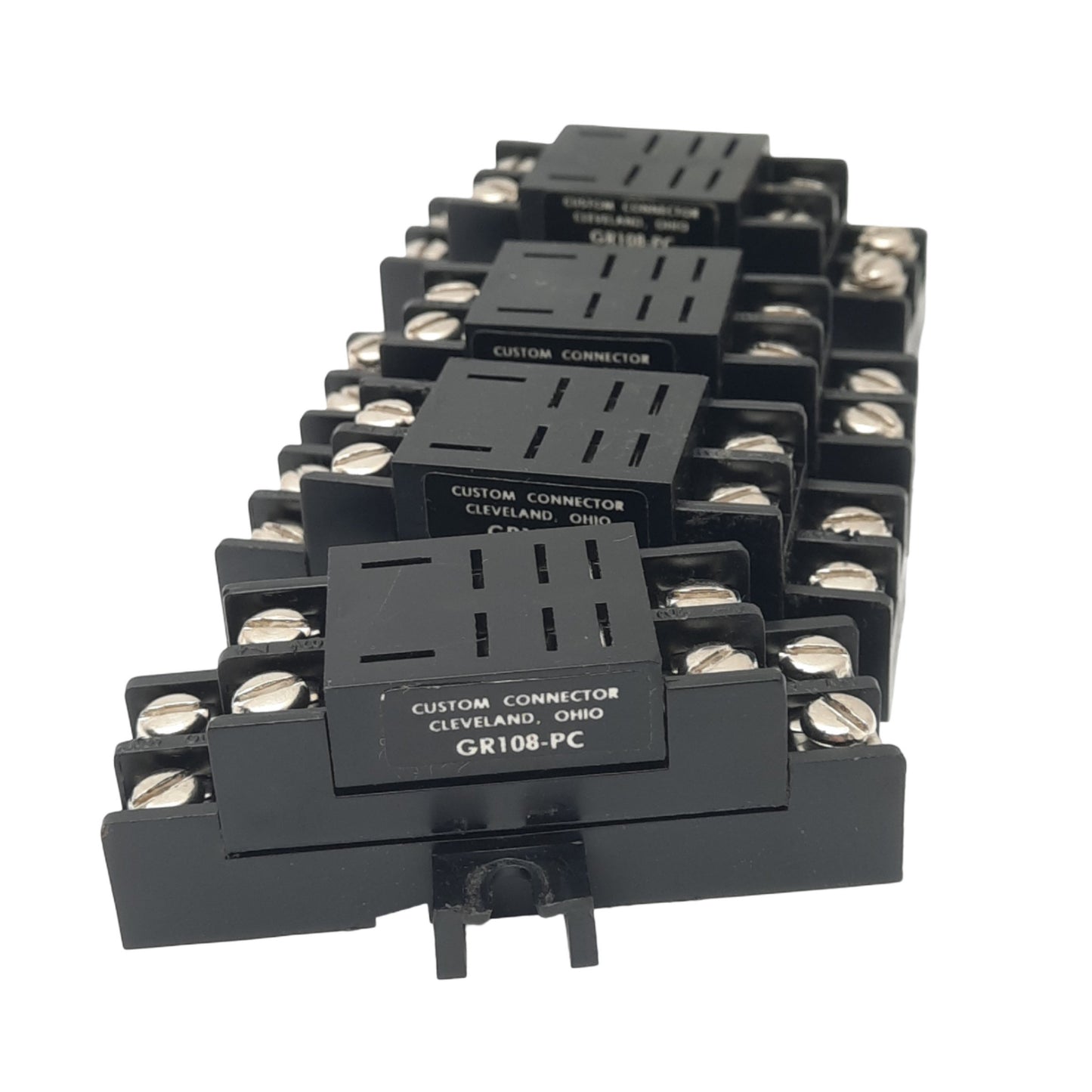Used Lot of 4 Custom Connector GR108-PC Relay Sockets, 8-Pin Blade, 300V 10A Max