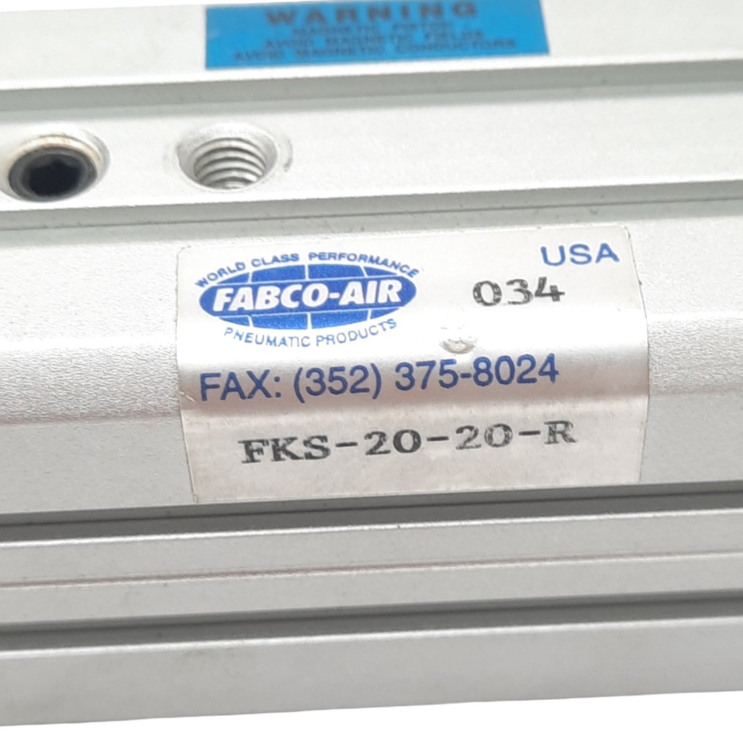 Used Fabco-Air FKS-20-20-R Pneumatic Cylinder, ø20mm Bore, 30mm Stroke, 90° Turn