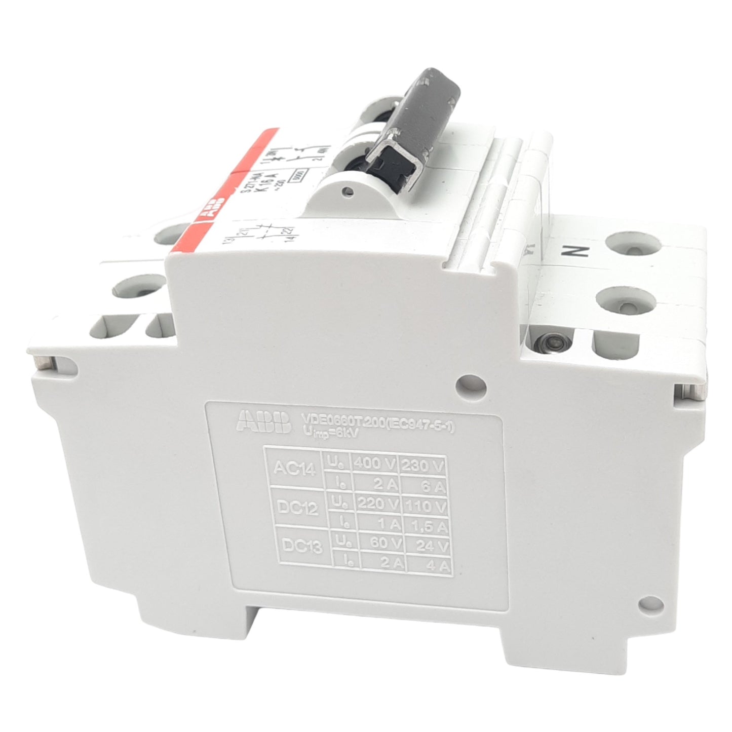 Used ABB S271-NA K16A Circuit Breaker, 2-Pole, 16A, 277/480VAC Max, DIN Rail