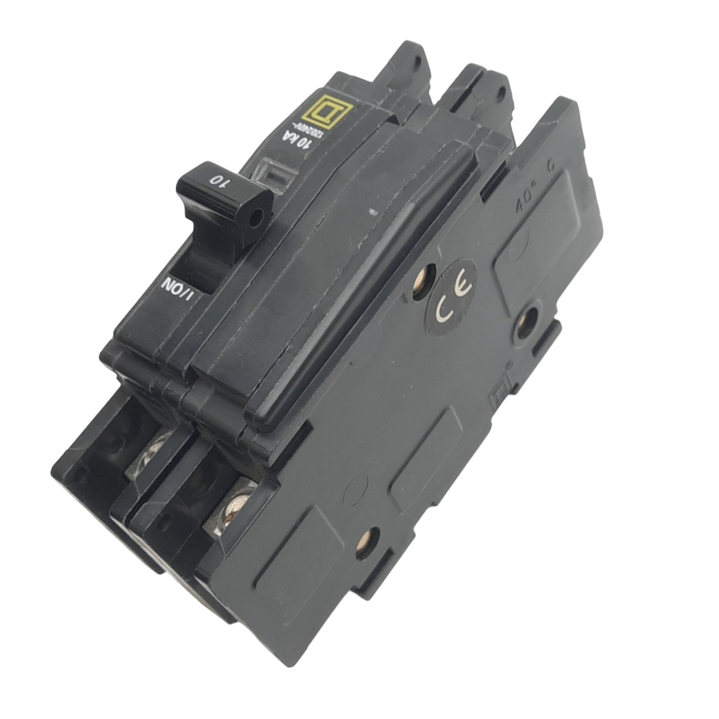 Used Square D QOU210 Circuit Breaker, 2-Pole, 10A, 120/240VAC Max, DIN Rail