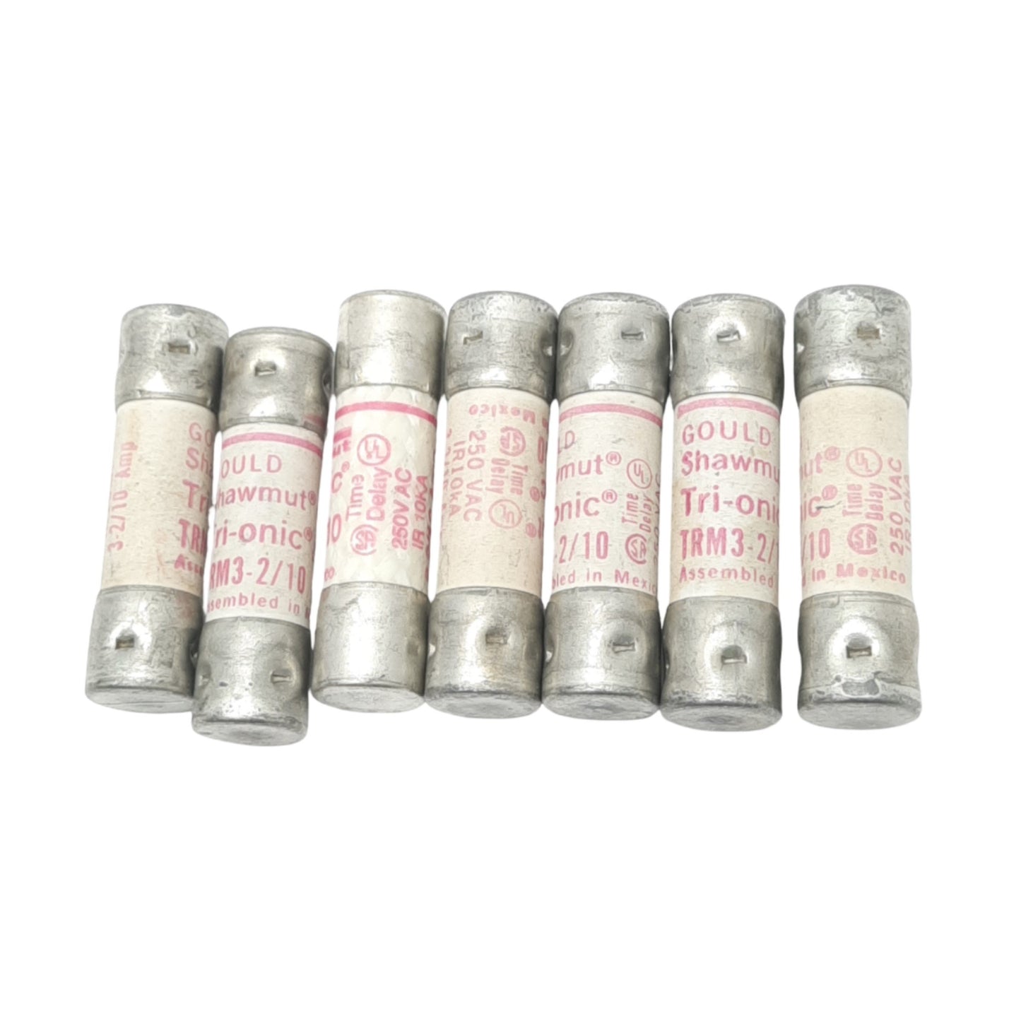 Used Lot of 7 Ferraz Shawmut TRM3-2/10 Time Delay Fuses, 3.2A, 250VAC Max