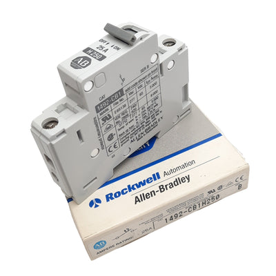 New Allen Bradley 1492-CB1H250 Circuit Breaker, 1-Pole, 25A, 277VAC/65VDC Max