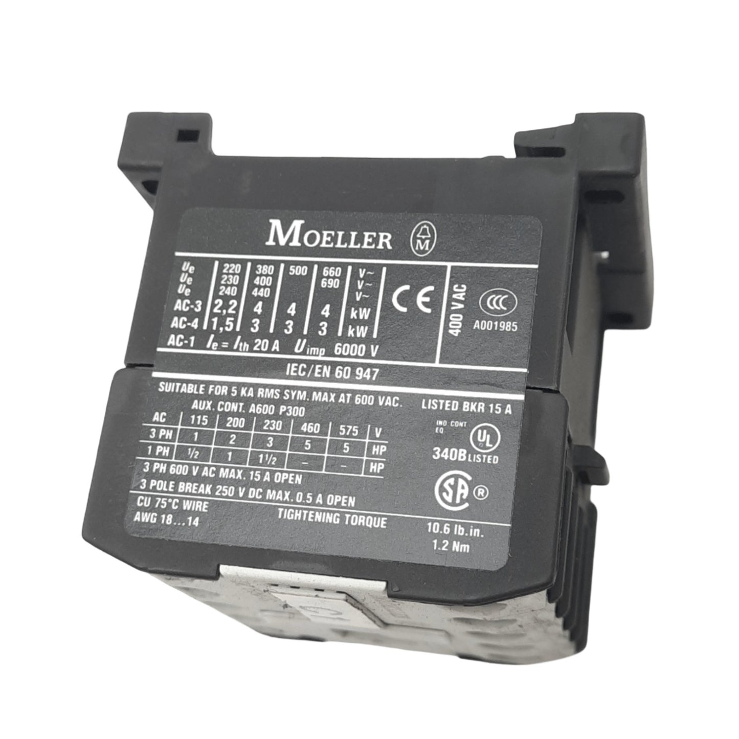 Used Moeller DIL EM4-G Contactor Relay, 4PST-NO, 24VDC In, 690VAC 22A Max, DIN Rail