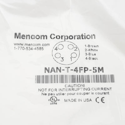 New Lot of 2 Mencom NAN-T-4FP-5M Cordset, 4-Pin M8 Female to Leads, 60VAC/VDC 3A, 5m