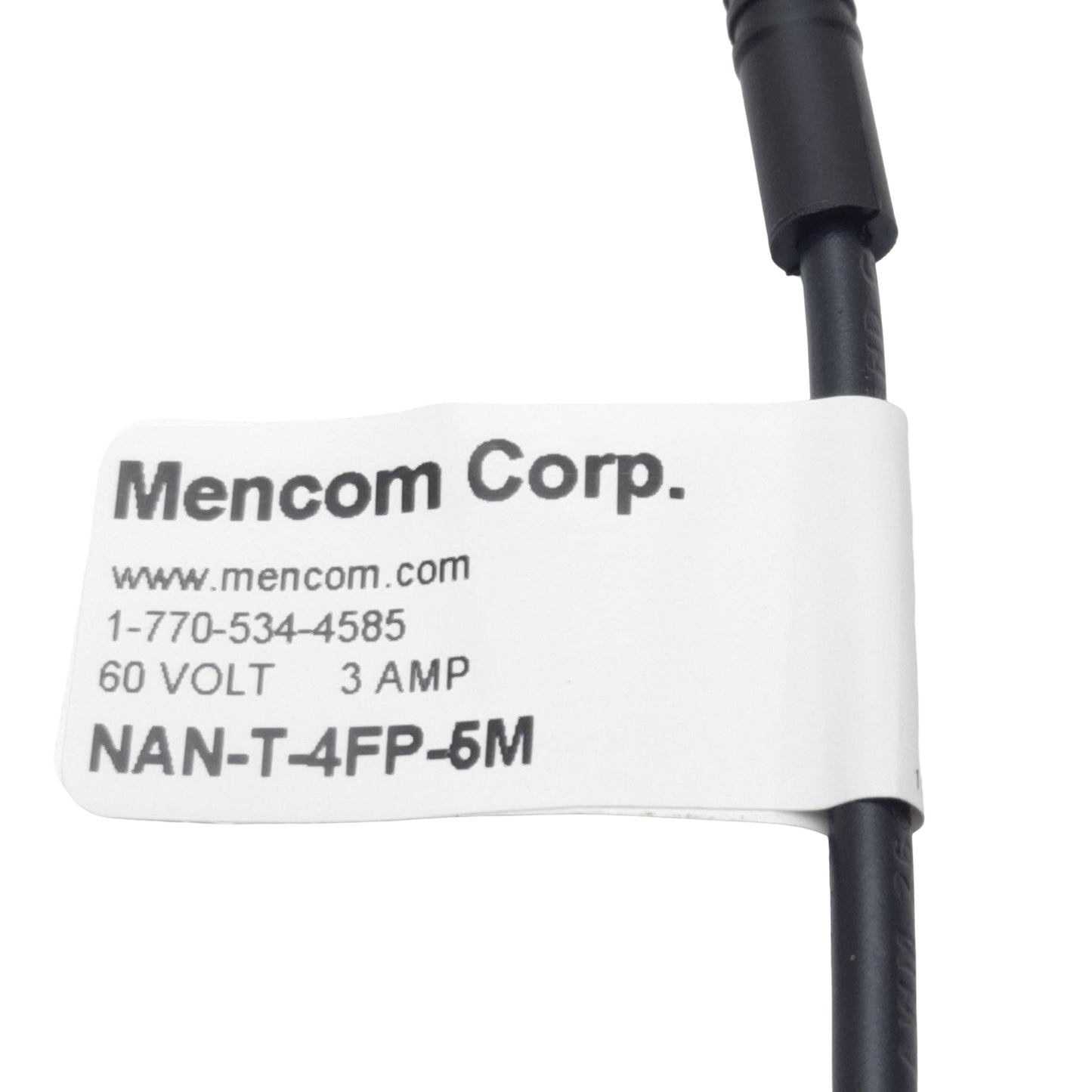 New Lot of 2 Mencom NAN-T-4FP-5M Cordset, 4-Pin M8 Female to Leads, 60VAC/VDC 3A, 5m