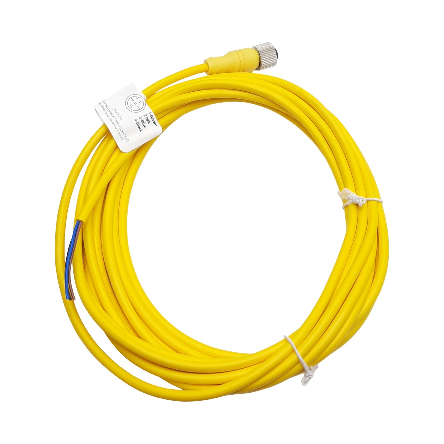 New Lot of 2 Mencom MDC-3FP-5M Cordset, 3-Pin M12 Female to Leads, 300VAC/VDC 4A, 5m