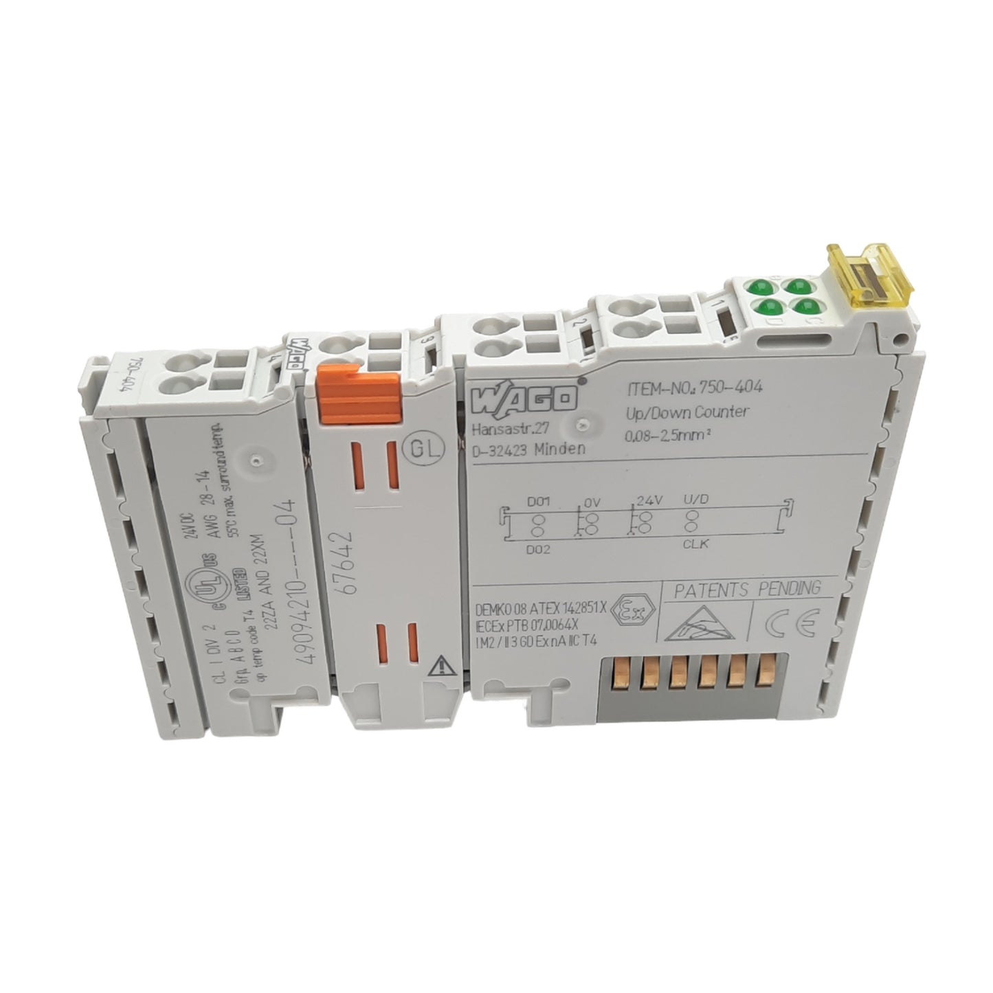 New Wago 750-404 Frequency Counter Module, 32-bit Counter Depth, 24VDC, DIN Rail