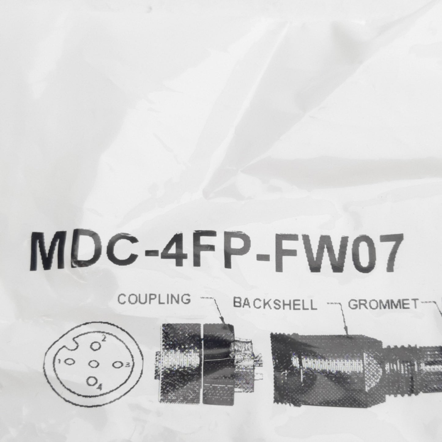 New Lot of 2 Mencom MDC-4FP-FW07 Connector 4P M12 Female 250VAC/DC 4A, 3-6.5mm Range