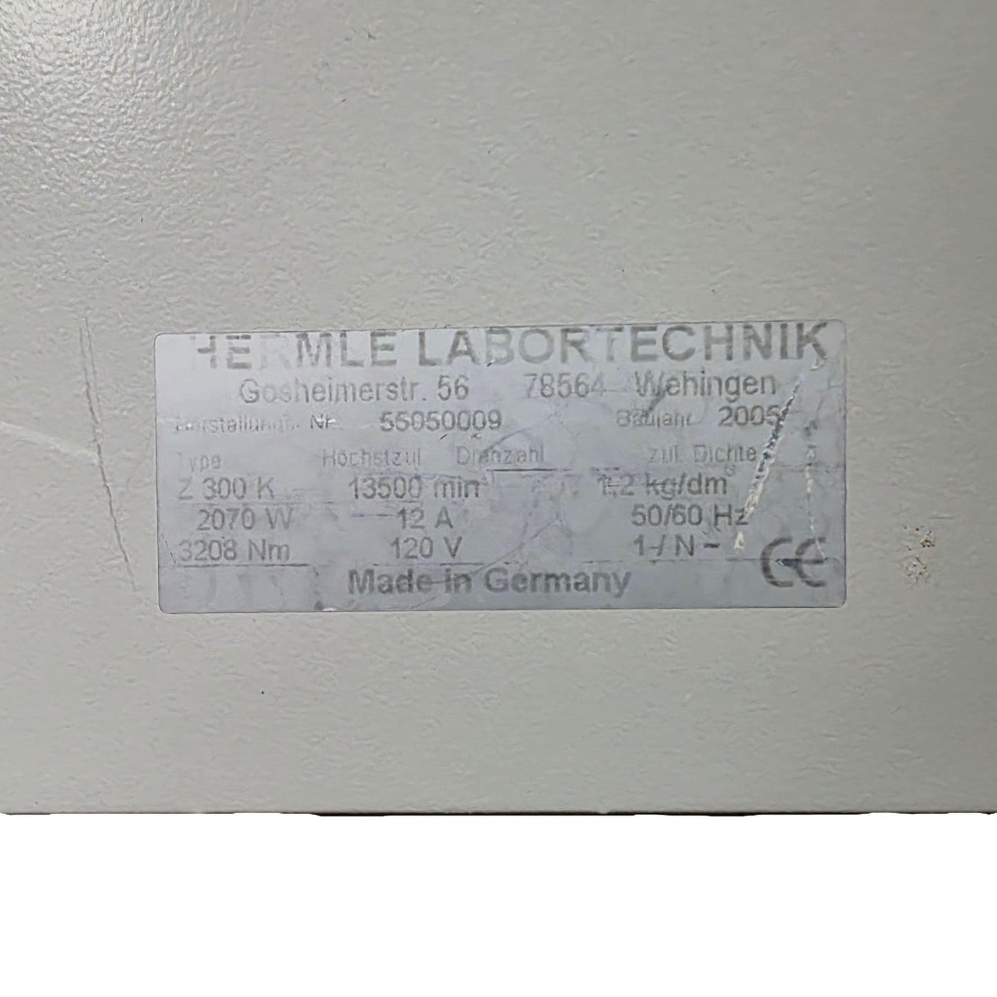 Used Hermle Z 300 K Refrigerated Benchtop Centrifuge With 220.72 V04 Rotor, 120VAC