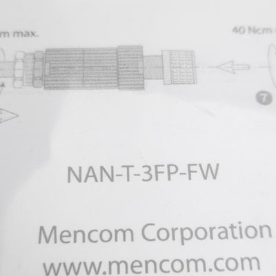 New Lot of 2 Mencom NAN-T-3FP-FW Connector 3-Pin M8 Female, 60VAC/DC 3A, 4-5mm Range