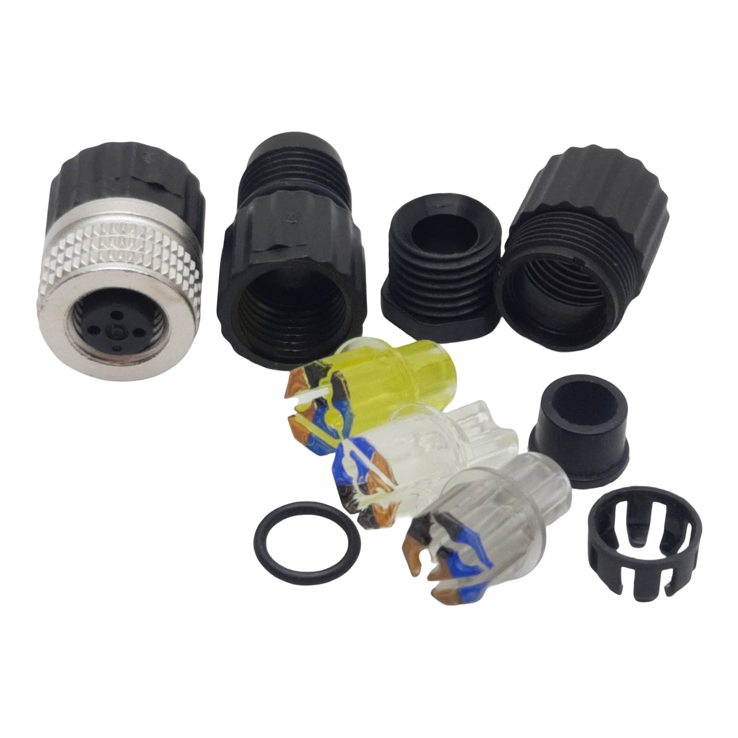 New Lot of 2 Mencom NAN-T-3FP-FW Connector 3-Pin M8 Female, 60VAC/DC 3A, 4-5mm Range