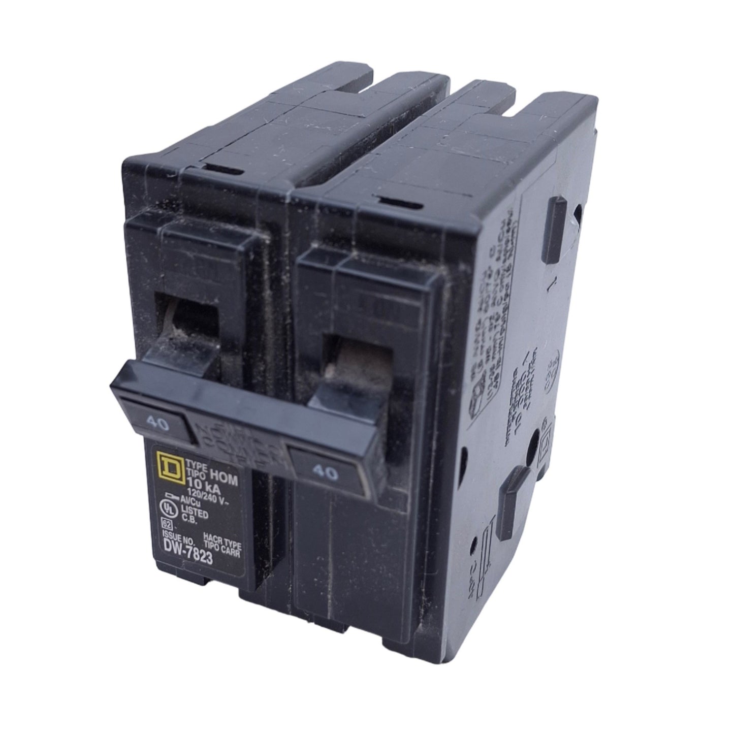Used Square D HOM240 Mini Circuit Breaker 120/240VAC, 40A, 2-Poles, AWG 8...AWG 2
