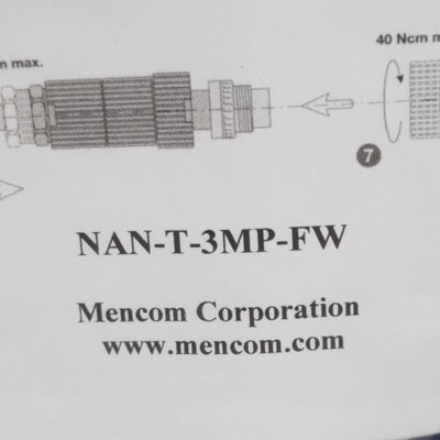 New Lot of 2 Mencom NAN-T-3MP-FW Connector, 3-Pin M8 Male, 60VAC/DC 3A, 4-5mm Range