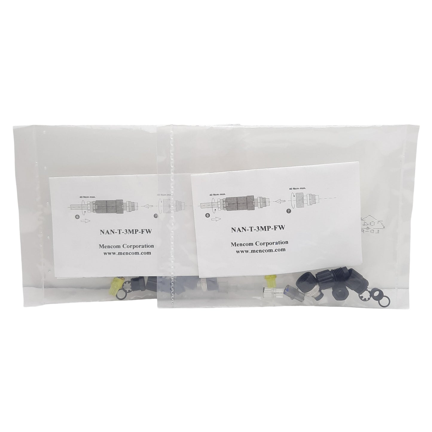 New Lot of 2 Mencom NAN-T-3MP-FW Connector, 3-Pin M8 Male, 60VAC/DC 3A, 4-5mm Range