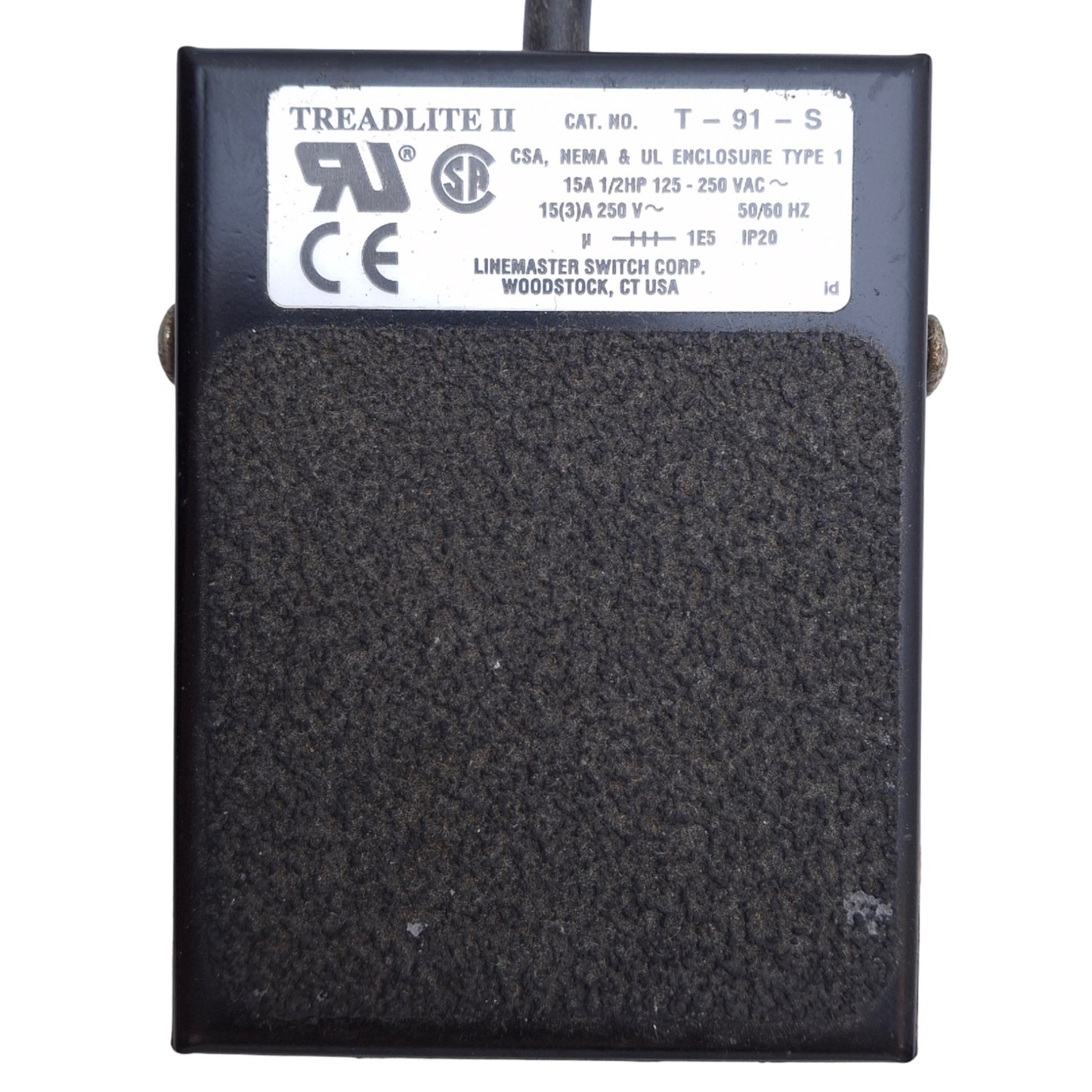 Used Linemaster T-91-S Treadlite II Momentary Foot Pedal Switch, 1/2HP, 125VAC 10A