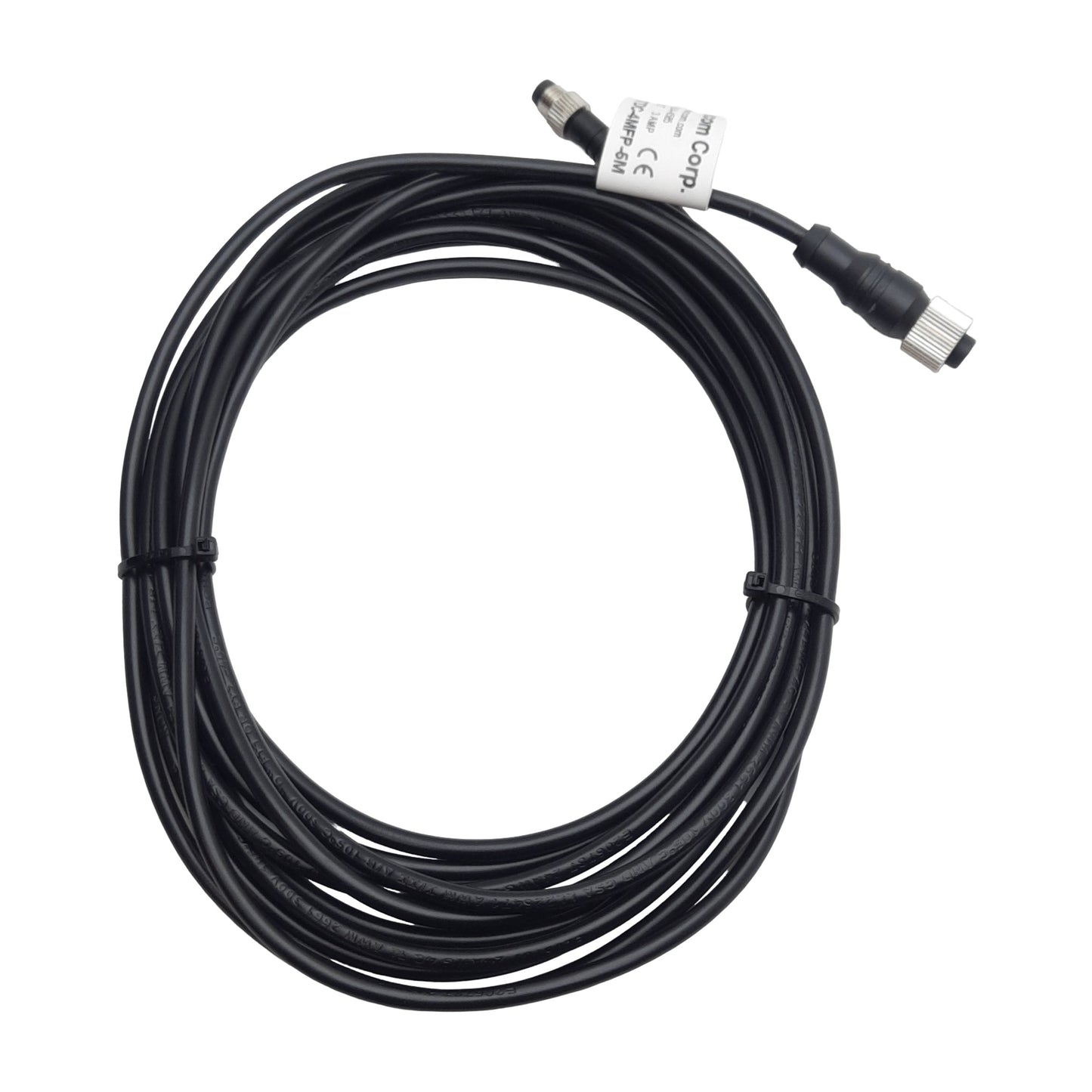 Used Mencom NANTDC-4MFP-5M Cordset, 4-Pin M12 F to 4-Pin M8 M, 60VAC/DC 4A, 5m