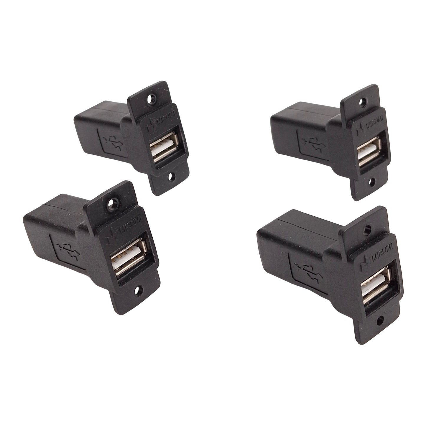 Used Lot of 4 Misumi U09-AF-AF-B Panel Mounted USB Adapter, USB-A Female to Female