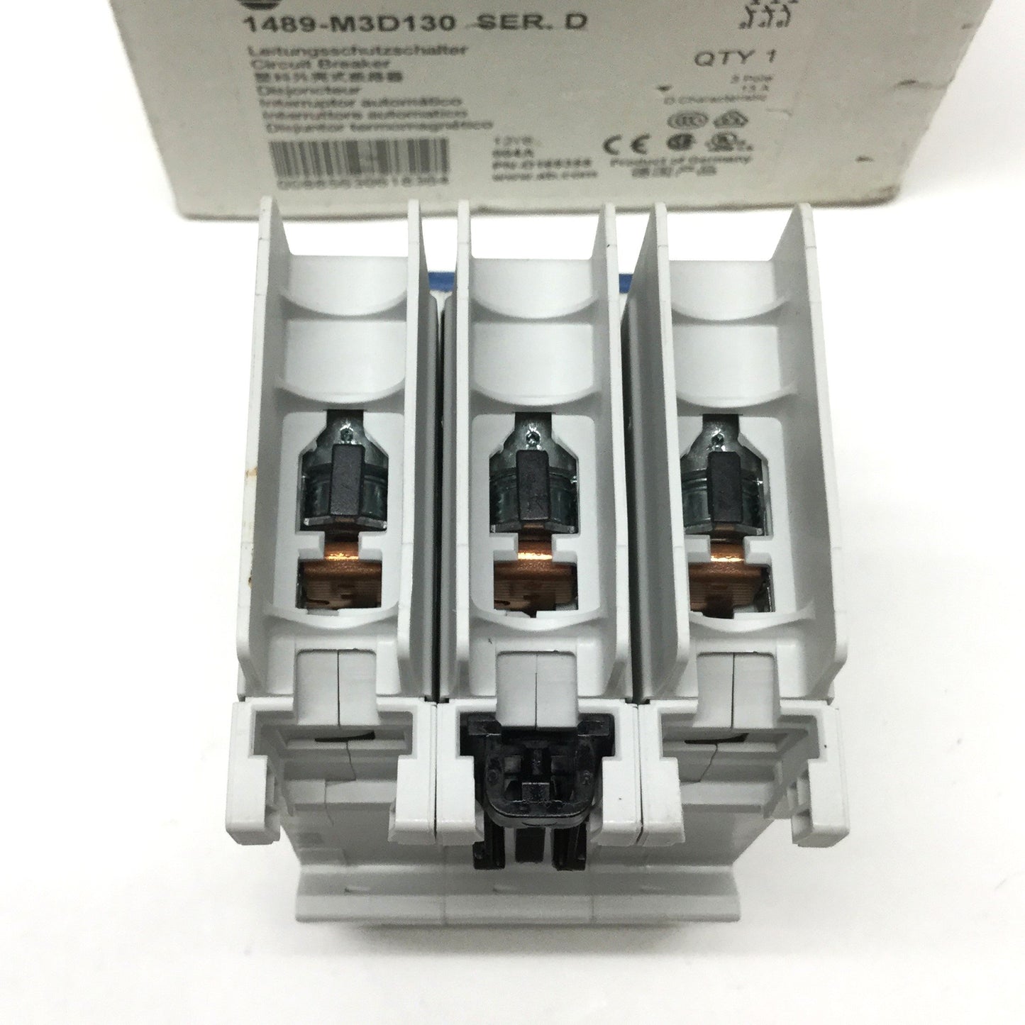New – Open box Allen Bradley 1489-M3D130 Circuit Breaker, 3-Pole, D-Curve, 13A 480Y/277VAC