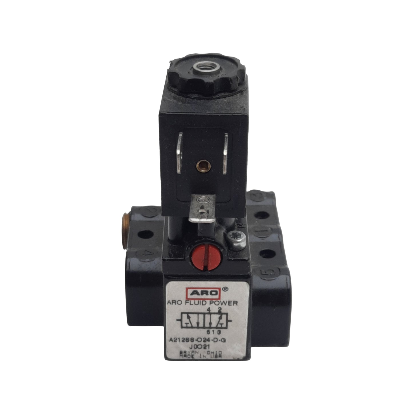 Used ARO A212SS-024-D-G Solenoid Valve, 5/2-Way, 1/4in NPT, 150psi Max, 24VDC Coil