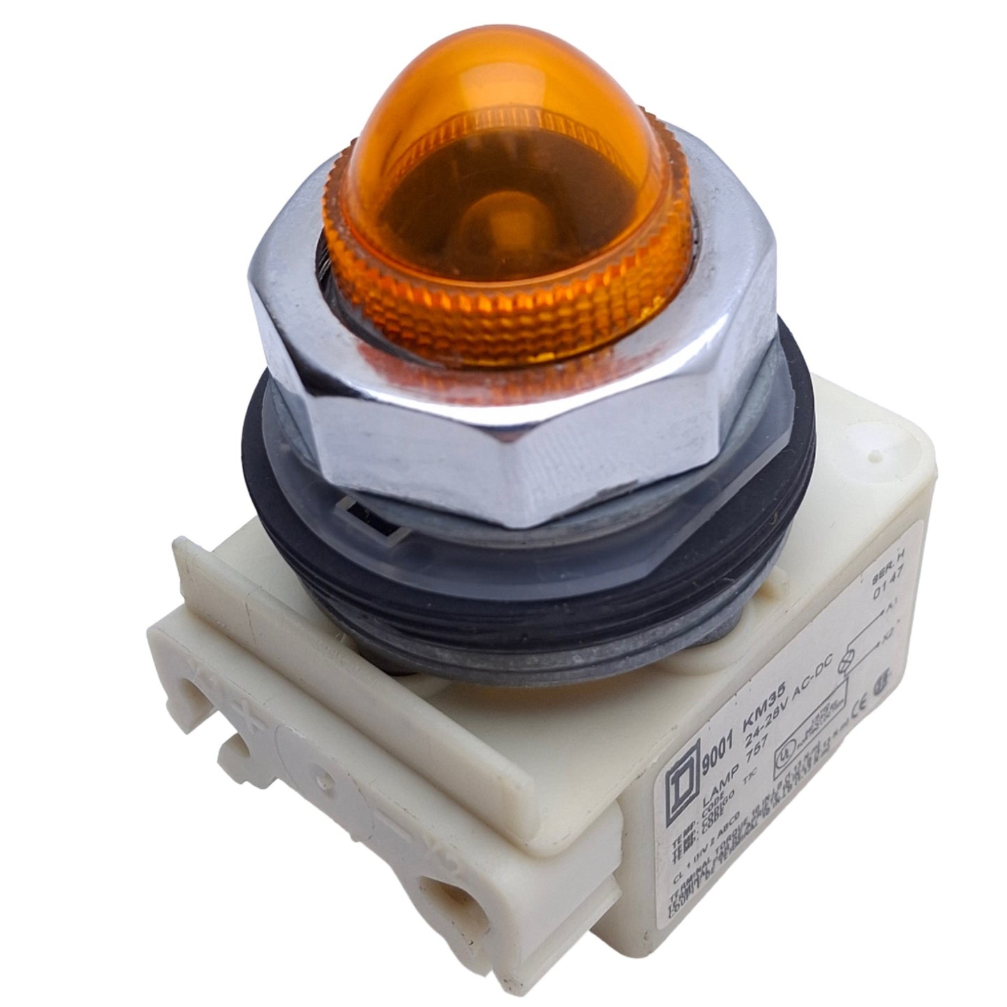 Used Square D 9001KM35 Pilot Light Dome Size, ø30mm Size, Voltage Rating 24-28V
