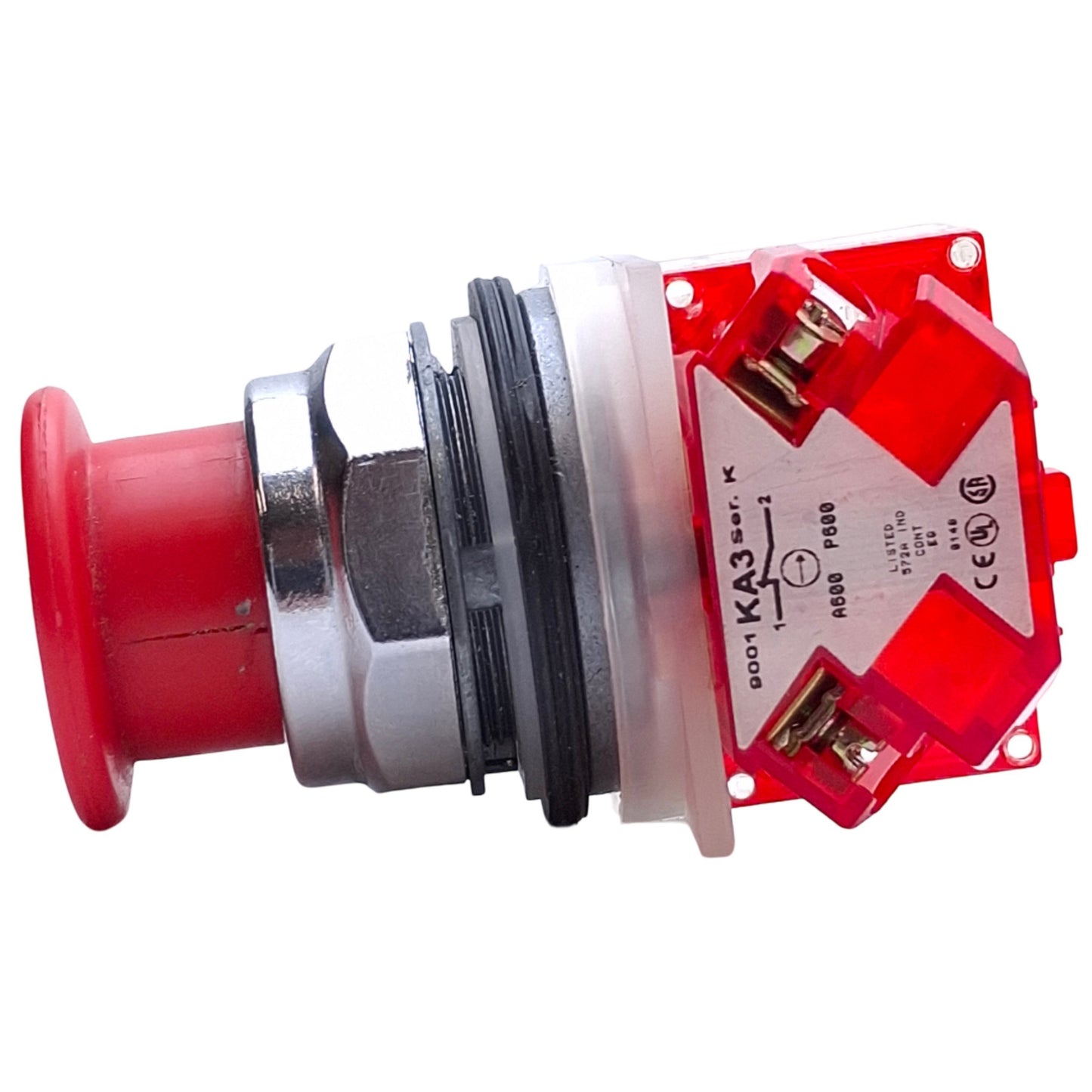 Used Square D 9001KR4RH6 Red Momentary Push Button ø30mm, 1NC, 600VAC, ø35mm Mushroom
