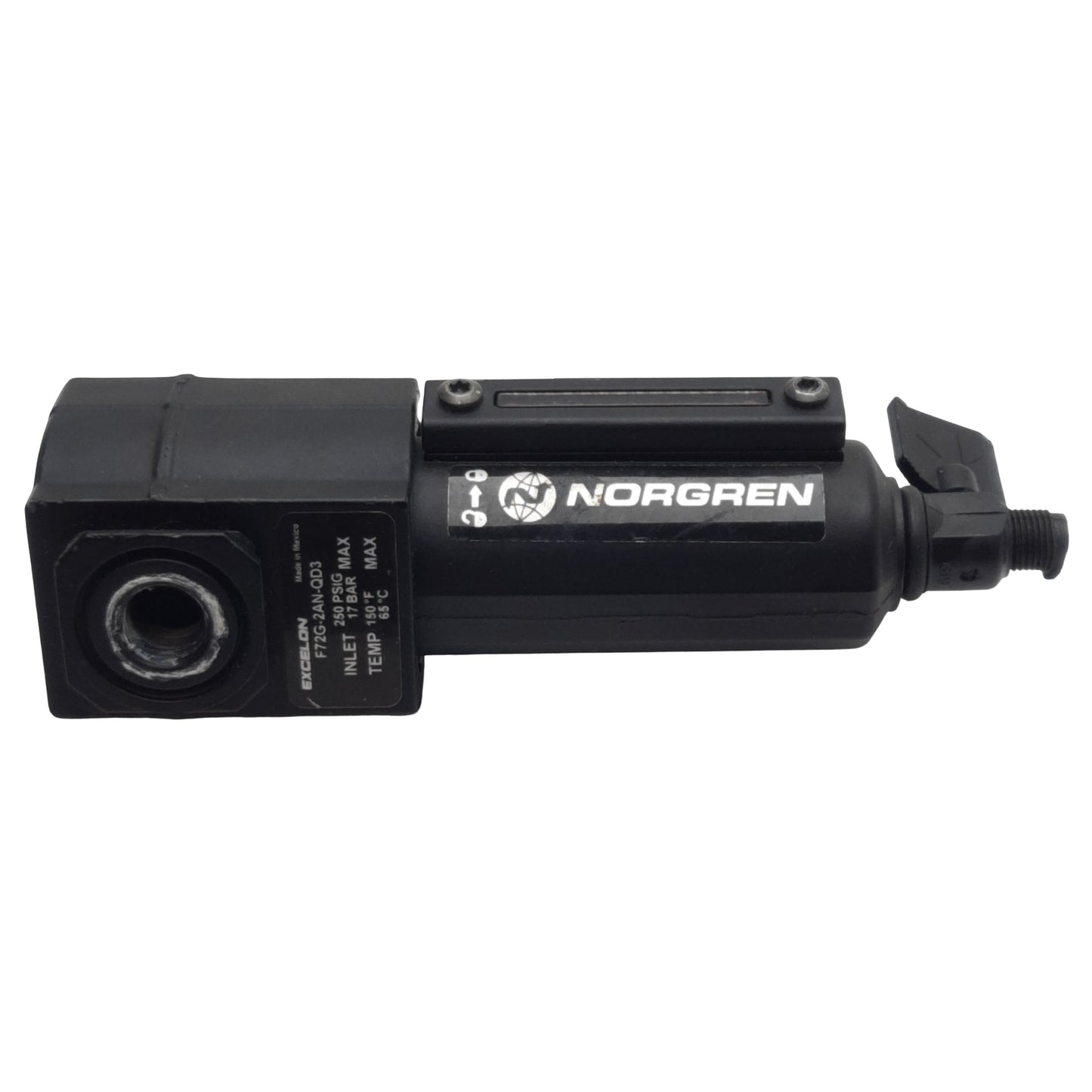 Used Norgren F72G-2AN-QD3 Pneumatic Filter, 1/4in PTF, 250psi Max, 40µm, 59scfm