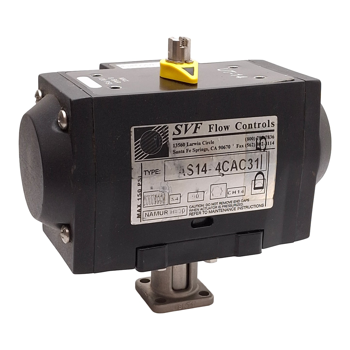 Used SVF Flow Controls AS14-4CAC31 Pneumatic Spring Return Actuator 90° 1/4NPT 120PSI