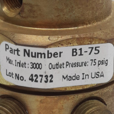 Used Advanced B1-75 APD175NV Gas Regulator, 1/4in NPT, 3000psi In 75psi Out